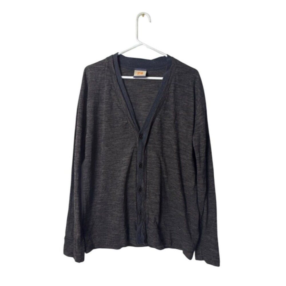 Hugo Boss Orange Mens XL Gray Button-Up Cardigan Sweater Long Sleeve